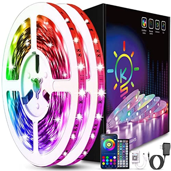 Tenmiro Led Lights for Bedroom, Music Sync Color Changing LED Strip Lights with Remote and App Control RGB LED Strip, LED Lights for Room Home Party Decoration (2 Rolls of 40ft)