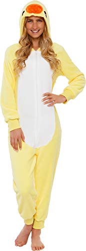 Funziez! Slim Fit Adult Onesie - Animal Halloween Costume - Plush Fruit One Piece Cosplay Suit for Women and Men - X-Large - Duck