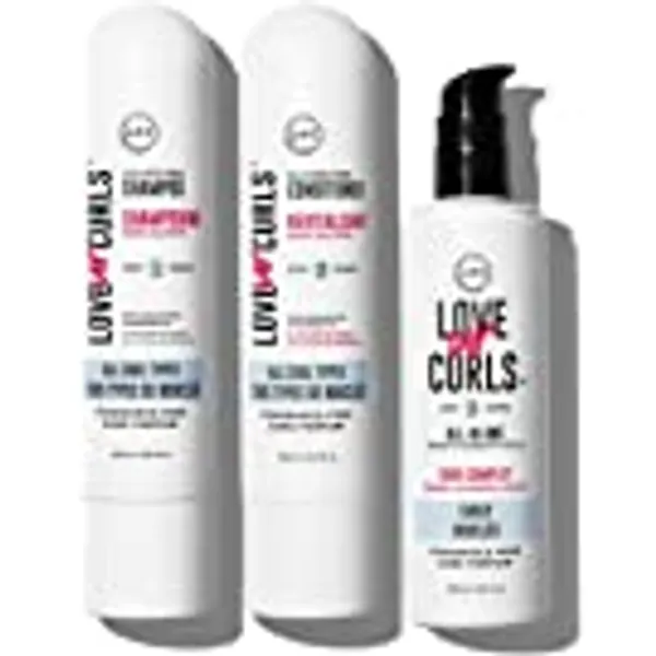 LUS Brands Love Ur Curls for Curly Hair, Fragrance-Free 3-Step System - Shampoo and Conditioner Set with All-in-One Styler - LUS Curls Hair Products - No Crunch, Nonsticky, Clean, Unscented - 8.5oz each