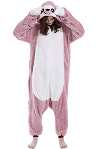 DarkCom Animal Onesie One Piece Pajamas Women Men Cosplay Halloween Costume Christmas Sleepwear - X-Large - Pink Sloth