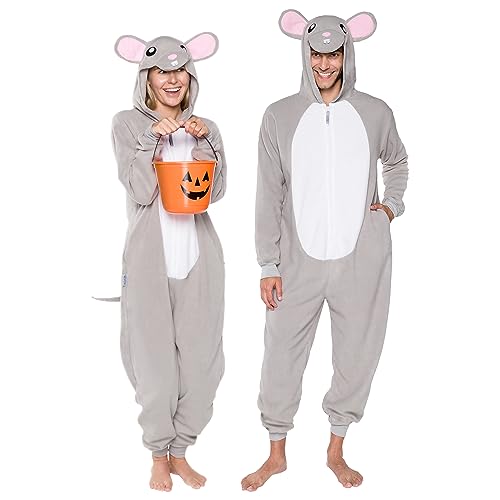 Funziez! Slim Fit Adult Onesie - Animal Halloween Costume - Plush Fruit One Piece Cosplay Suit for Women and Men - X-Large - Mouse