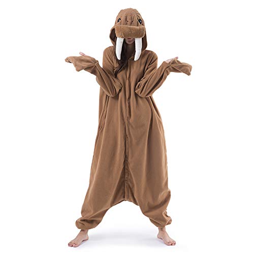 Beauty Shine Unisex Adult Onesie One Piece Pajamas Cosplay Cartoon Costume Halloween Christmas Sleepwear Jumpsuit Homewear - X-Large - Walrus
