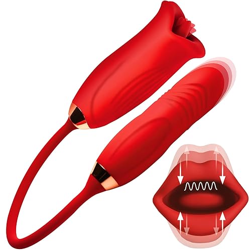 Licking Thrusting Vibrators Clitoris Stimulator Gspot Dildo Rose Sex Toy for Women Bullet Vibrater Adult Vibrating Sextoys for Nipple Sucking Anal Massager [Made in USA]