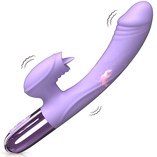 G Spot Rabbit Vibrator Anal Dildo Vibrators with 10 Licking & Powerful Vibration Adult SexToys for Womens & Games Vibradores Rechargeable Heated Woman Sex Toys (Purple) - Purple
