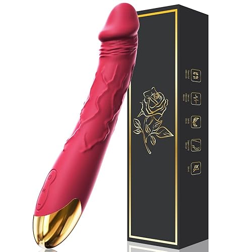 7.6 Inch Realistic Dildo Vibrator for Women，10 Powerful Vibration Modes for Clitoral and G-spot Stimulation, Waterproof Rose Adult Sex Toys for Women and Couples - Red