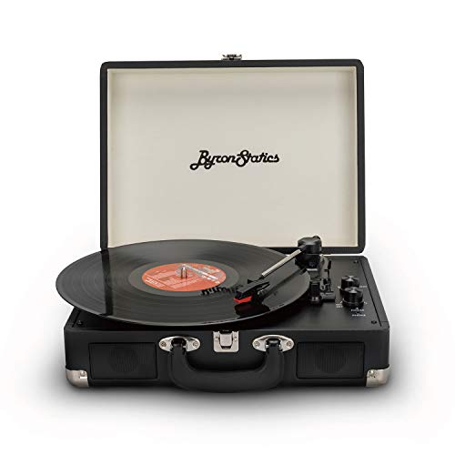 Bluetooth 3-Speed Record Player, ByronStatics Smart Portable Wireless Vinyl Turntable Records Player, Built in Stereo Speakers Suitcase Record Player with Extra Stylus, RCA Line out Aux in - Black - Black - Bluetooth & Wired