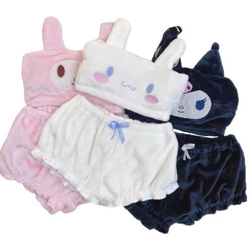 Kawaii anime Hello Kitty Kuromi Mymelody Onpompurin inverno caldo peluche adescante pigiama loungewear vestito regalo di compleanno di natale - AliExpress 