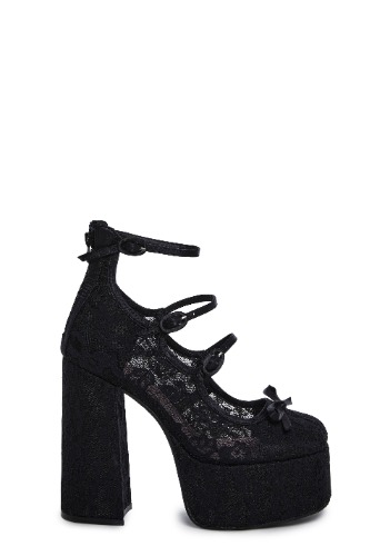 Smiling Melody Platform Heels - Black | BLACK / US 8