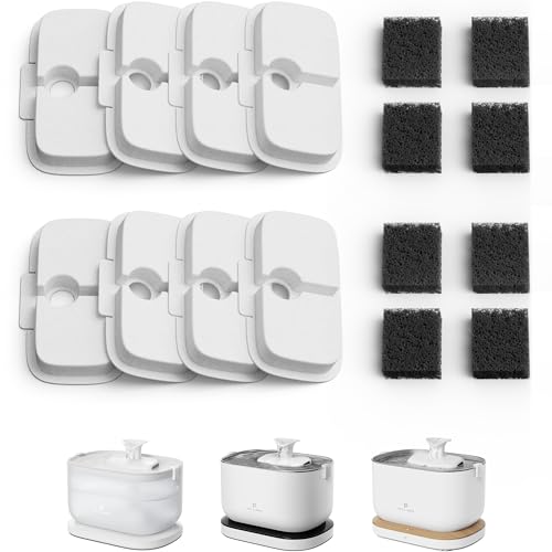 PETLIBRO 8 Packs Replacement Filters for Dockstream Cat Water Fountain PLWF005/PLWF115, 4 Months Set of Replacement Filters for Ultra Quiet Pet Water Fountain (8 Packs) - 8 Packs