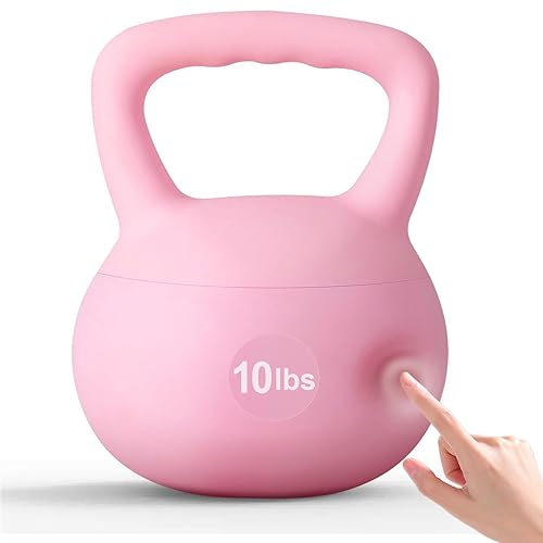 soges Soft Kettlebell,Strength Training Iron Sand Kettlebell,Multi-Functional Wide Handle Soft Kettlebells,Space-Saving Fitness Equipment,Rust Prevention,for Men Women Workout,Noise Reduction-Crossfit - Pink - 10 Ibs