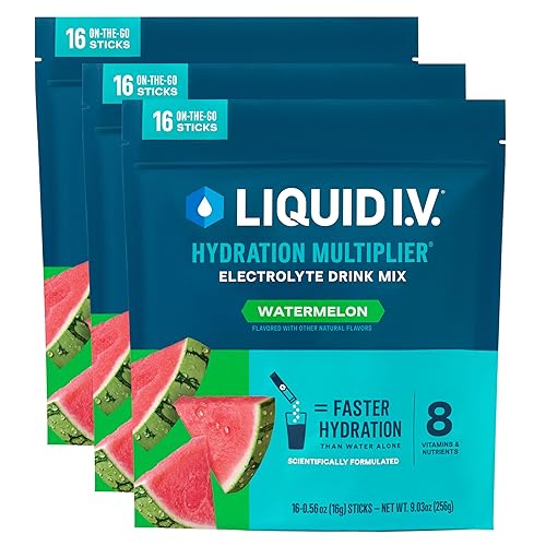 Liquid I.V.® Hydration Multiplier - Watermelon | Electrolyte Powder Drink Mix | 3 Pack (48 Servings) - Watermelon