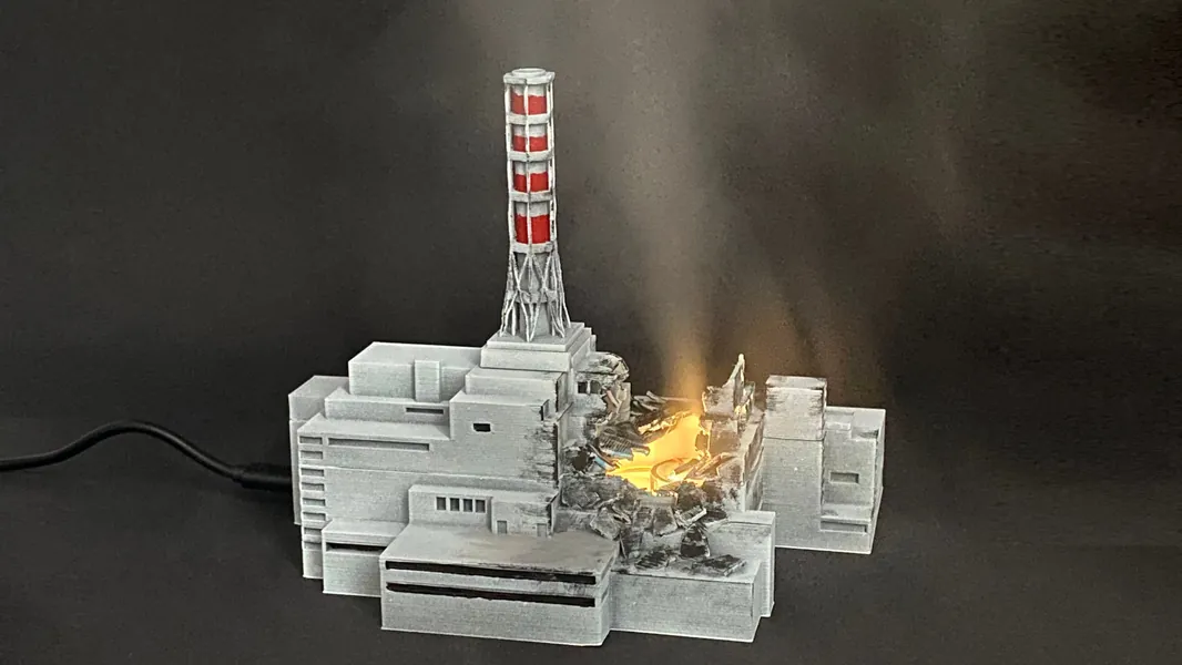 Chernobyl nuclear power plant - with smoke effect - humidifier and lighting