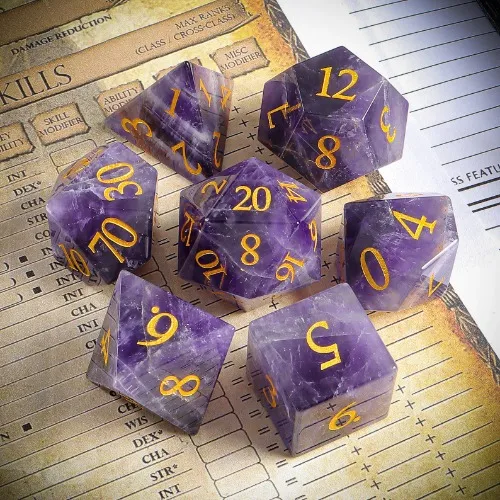Amethyst DnD Dice Set| Gemstone Dnd Dice Set