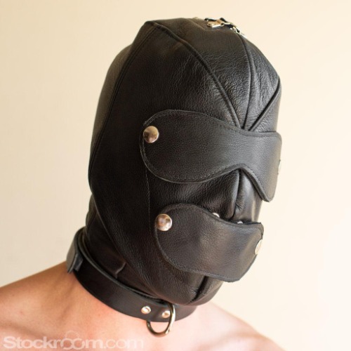 Premium Leather Hood w/ Gag & Blindfold | L
