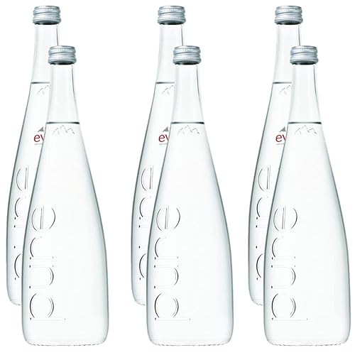 Eviian Natural Mineral Water, 25.4 oz Glass Bottle - Pack of 6 (Total of 152.4 Fl Oz)