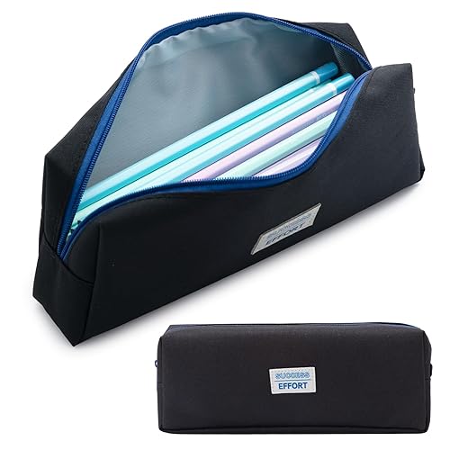 M&G Pencil Case, Large Capacity Pencil Pouch Multi-Use Pencil Case Organizer, Portable Pencil Bags Nylon with Zipper for Makeup Brush Teen Boys Girls Office School (Black) - Black