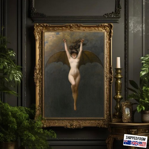 Vampire Bat Lady Poster, Nadja, Goth Wall Art - 6"x8"