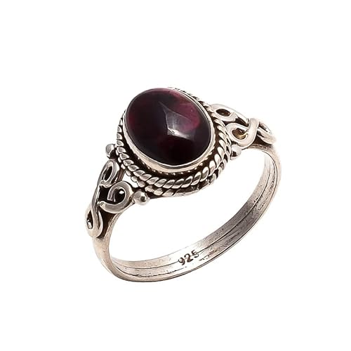 Garnet Stone Ring 925 Sterling Silver Statement Ring For Women Handmade Rings Gemstone Christmas Promise Ring Size US 6 Gift For Her - 6
