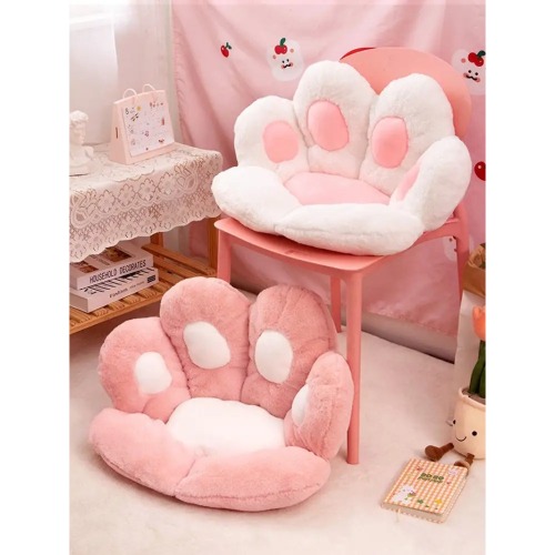 Fluffy Paw Shaped Seat Cushion for Kawaii Bedroom Decor - White / 60x70cm