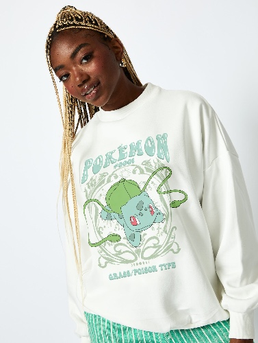 Pokémon #001 Bulbasaur Sweatshirt in Ecru | L