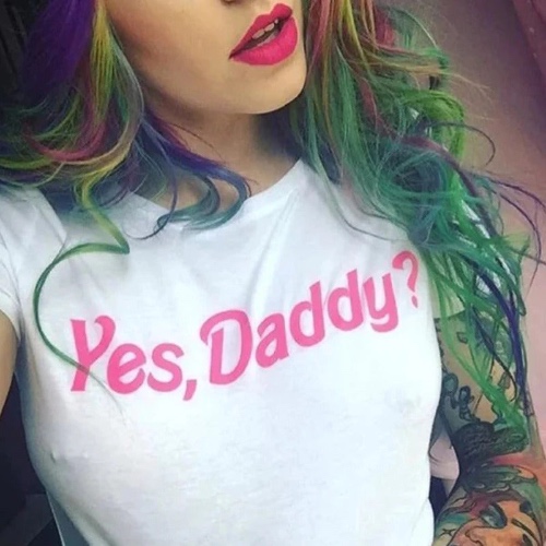 Yes Daddy Cropped Tee - White / L