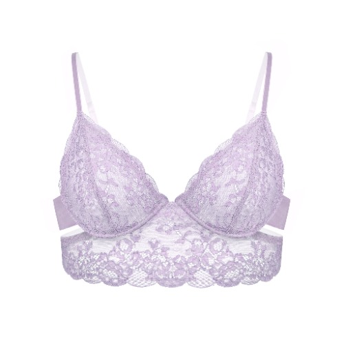 Wild Lace Long Line Bra Lilac Hint - S 32C/34B / Lilac Hint