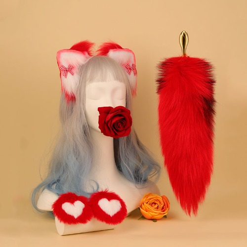 Soul Snatch | Toys: Golden Fire Fox Ear and Tail butt plug set - Firefox set (rose butt plug)