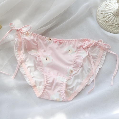 Kigurumi Bear Lace Up Panties - Pink / M (waist48-58CM)