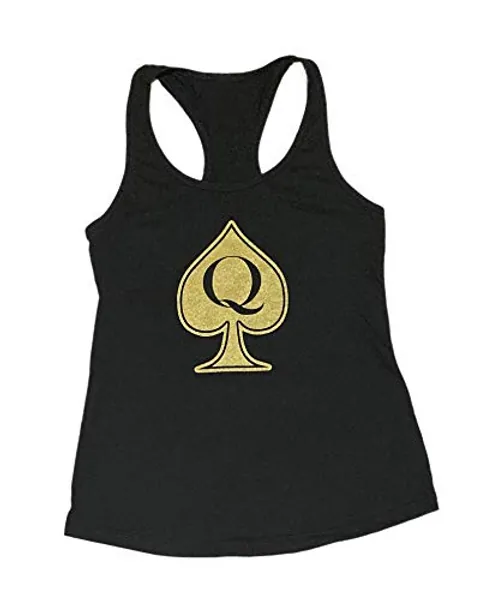 Queen of Spades Shirt with QoS Symbol - Large - Tank-blackgold