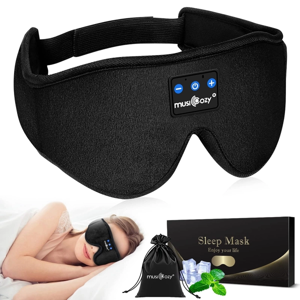 MUSICOZY Sleep Headphones Bluetooth Headband Sleeping Headphones Sleep Mask, Wireless Mask Earbuds for Side Sleepers Men Women Air Travel Cool Tech Gadgets Unique Gifts Boys Girls Valentines Day Gifts