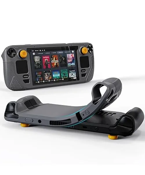 Syntech Protective Case Compatible with Steam Deck Accessories Console OLED/LCD, All-Round Protection with Non-Slip Thumb Grips, Silicone Cover for Enhanced Fit and Alignment-Gray - Grey