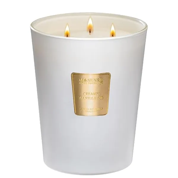 M&SENSE Extra Large Candle Creamy Vanilla Scented, 3-Wick 35oz 150H Long Lasting Candle, Natural Soy Wax Aromatherapy Candle for Stress Relief, Home Fragrance Housewarming Gifts Candle for Home Decor - Creamy Vanilla Pie - Large