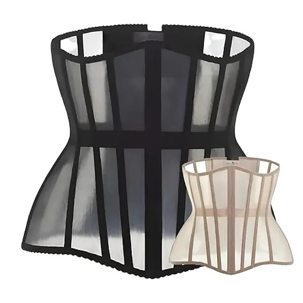 Mesh Corset Waist Trainer for Women - Underbust Corset Lace Up - Waist Cincher Shapewear - Body Shaper - Medium - Black