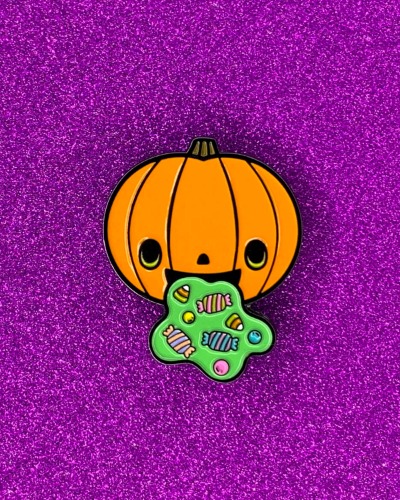 Puking Candy Pumpkin Enamel Pin Pal
