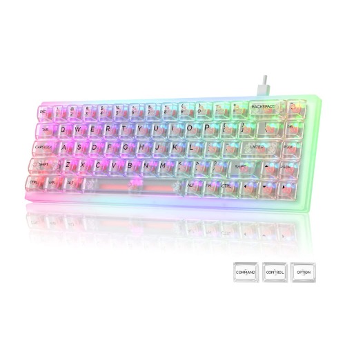 Womier 65% Keyboard, K68 PRO Hot Swappable Mechanical Keyboard, 68 Keys Compact Gaming RGB Keyboard with Stand-Alone Arrow/Control Keys for Windows and Mac - Gateron G Pro Red Switch - 68 PRO, Gateron Red Switch