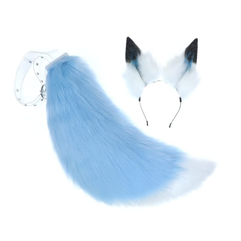 Wenzhtnsh Faux Fur Animal Fox Wolf Tail and Clip Ears Kit Headband for Halloween Xmas Party Costume Accessories for Adults Kids (Small Tail) - Small Tail