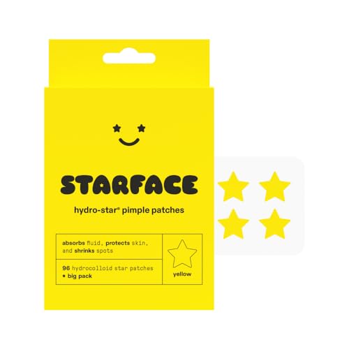 Starface Hydro-Stars BIG PACK, Hydrocolloid Pimple Patches, Absorb Fluid and Reduce Redness, Cute Star Shape, Cruelty-Free Skincare (96 Count) - 96 Count (Pack of 1) - Yellow Hydrocolloid Stars