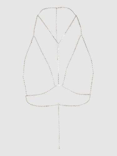 Ziggy Rhinestone Harness Bra | Silver / 1SIZE