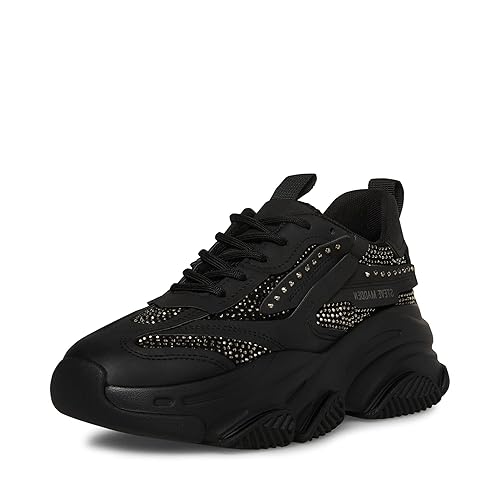 Steve Madden Women's Possession Sneaker - 4 UK - Black Rhinestone