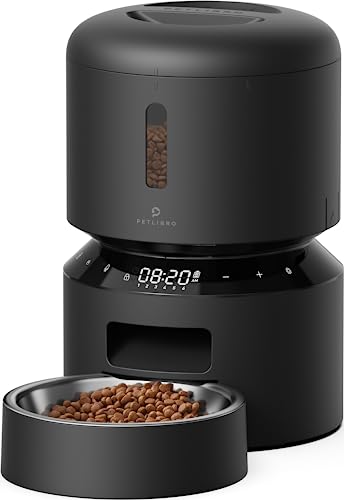 PETLIBRO Automatic Cat Feeder, Automatic Cat Food Dispenser with Freshness Preservation, Timed Cat Feeders for Dry Food, Up to 50 Portions 6 Meals Per Day, Granary Pet Feeder for Cats/Dogs - Regular - 3L - Black