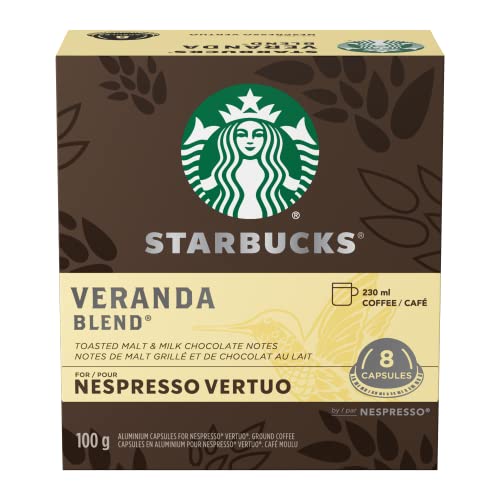 Starbucks by Nespresso Veranda Blend Blonde Roast Coffee Pods, Nespresso Vertuo Line Compatible Capsules, 8 Coffee Pods - Coffee - Veranda - 8 count (Pack of 1)