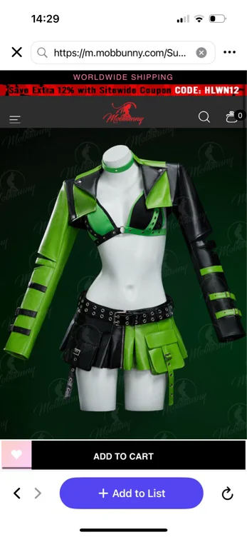 Green Menace Gothic PU Leather Lingerie Set Black and Green Jacket and Pleated Skirt