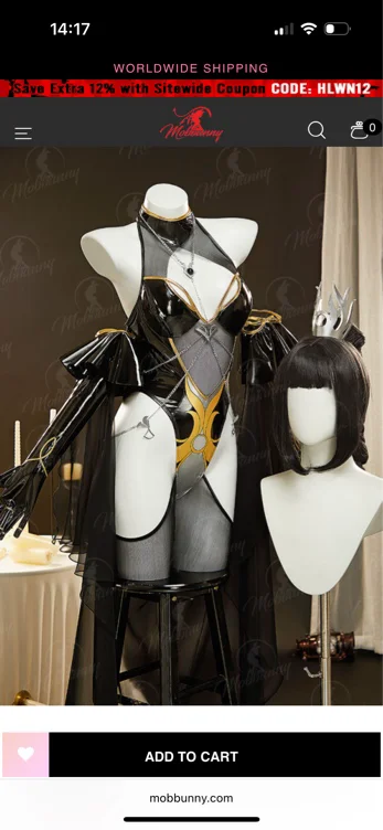 Mobbunny x Princess_Ailish Shadowheart Bride Gothic Black Wedding Dress Sexy Lingerie Jumpsuit with Veil and Headdress