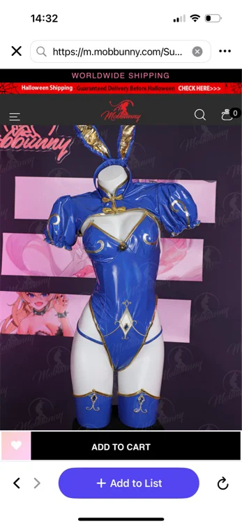 SF Chun-Li Derivative Sexy Lingerie Bunny Costume Bodysuit and Top with Thigh Socks