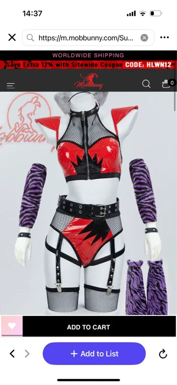 Roxanne Wolf Derivative Sexy Lingerie Set Short Top and Shorts with Headband and Belt