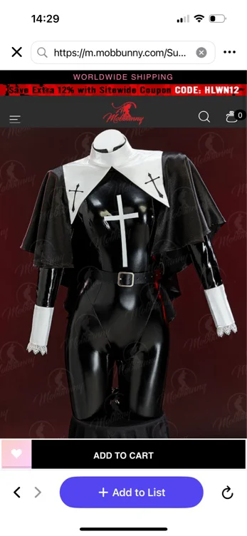 Sexy Cosplay Erotic Nun Suit Black Tight Bodysuit with Shawl and Kerchief