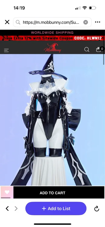 Mobbunny x Princess_Ailish 2B Sexy Lingerie Costume Gothic Black Witch Bodysuit with Hat