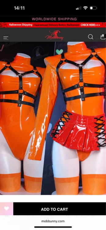 Velma Derivative Sexy Lingerie Costume Outfit Orange Chest Open Bodysuit and Lace-up Mini Skirt with Socks