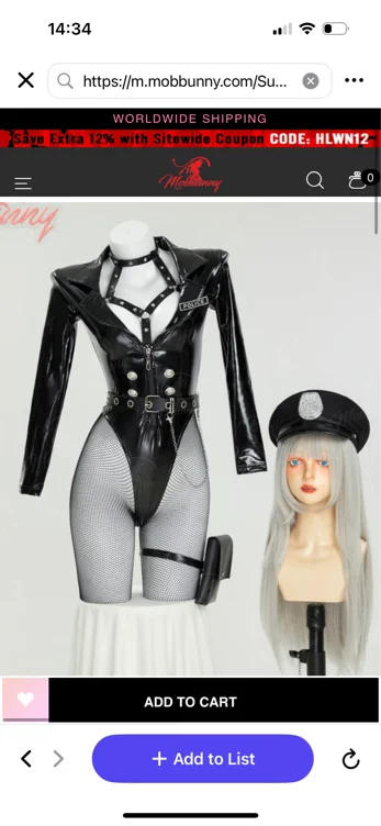 Police Officer Costume Woman Adult Sexy Lingerie Set Deep V Studded Bodysuit and Hat with Belt and Mesh Stockings