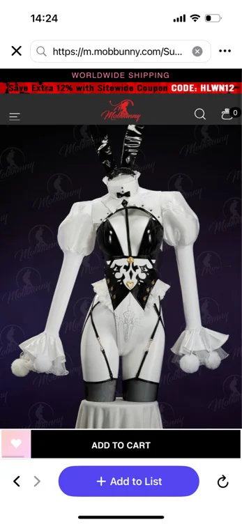 MOBBUNNY X DISHWASHER1910 2B Derivative Sexy Lingerie Bunny Girl Bodysuit with Short Top and Tail